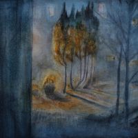 "Ein Blick in die Nacht", Aquarell auf Papier, 21 x 27 cm, 2021